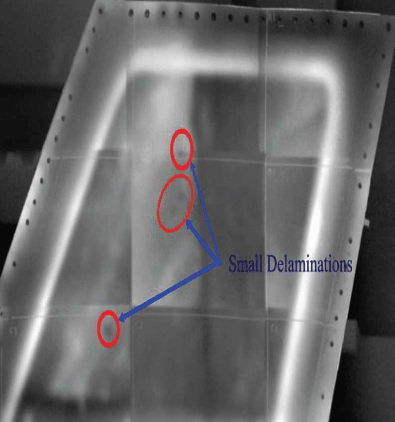 Infrared image of composite material (stitched images)             